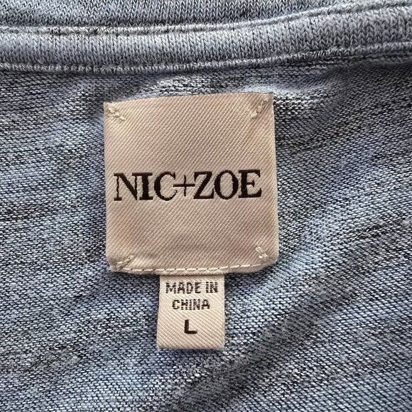 Nic + Zoe Hazed Blue Knit Shirt Women Sz L Faux Wrap Long Sleeve - Picture 7 of 9